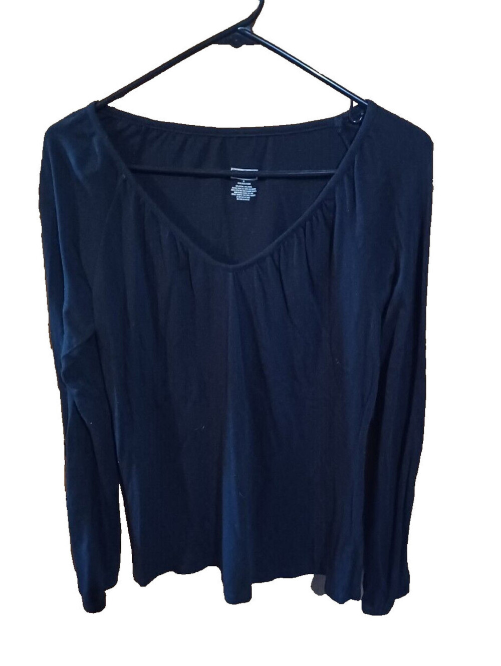 Women's Merona Solid Black Long Sleeve Pullover Top Size M